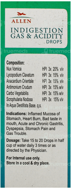 Allen A15 Indigestion Gas & Acidity Drops 30Ml Allen A15 Indigestion Gas & Acidity Drops 30Ml
